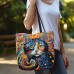 Women's Tote Shoulder Bag Canvas Tote Bag Polyester Outdoor Shopping Holiday Print Large Capacity Foldable Lightweight Cat 3D