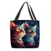 Women's Tote Shoulder Bag Canvas Tote Bag Polyester Outdoor Shopping Holiday Print Large Capacity Foldable Lightweight Cat 3D