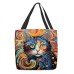 Women's Tote Shoulder Bag Canvas Tote Bag Polyester Outdoor Shopping Holiday Print Large Capacity Foldable Lightweight Cat 3D