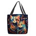 Women's Tote Shoulder Bag Canvas Tote Bag Polyester Outdoor Shopping Holiday Print Large Capacity Foldable Lightweight Cat 3D