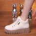 Women's Sneakers Boots White Shoes High Top Sneakers Daily Solid Color Fleece Lined Booties Ankle Boots Winter Flat Heel Round Toe Plush Casual Minimalism Running Walking PU Lace-up Black White