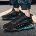 Men's Sneakers Running Shoes Air Cushion Cushioning Breathable Light Soft Running Road Running Rubber Knit Spring Fall Black White Blue Black