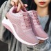 Women's Sneakers Plus Size Platform Sneakers Outdoor Solid Color Summer Flat Heel Round Toe Fashion Sporty Casual Walking PU Lace-up Black Pink Gray