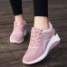 Women's Sneakers Plus Size Platform Sneakers Outdoor Solid Color Summer Flat Heel Round Toe Fashion Sporty Casual Walking PU Lace-up Black Pink Gray