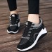 Women's Sneakers Plus Size Platform Sneakers Outdoor Solid Color Summer Flat Heel Round Toe Fashion Sporty Casual Walking PU Lace-up Black Pink Gray