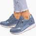 Women's Sneakers Plus Size Height Increasing Shoes Platform Sneakers Outdoor Daily Color Block Summer Platform Wedge Heel Round Toe Fashion Sporty Casual Walking Faux Leather Lace-up Dark Grey Blue