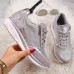 Women's Sneakers Plus Size Height Increasing Shoes Platform Sneakers Outdoor Daily Color Block Summer Platform Wedge Heel Round Toe Fashion Sporty Casual Walking Faux Leather Lace-up Dark Grey Blue