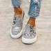 Women's Canvas Shoes Animal Print Plus Size Slip-on Sneakers Outdoor Office Work Color Block Jeans Summer Flat Heel Round Toe Sporty Casual Walking Canvas Loafer Black khaki Gray