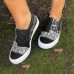 Women's Canvas Shoes Animal Print Plus Size Slip-on Sneakers Outdoor Office Work Color Block Jeans Summer Flat Heel Round Toe Sporty Casual Walking Canvas Loafer Black khaki Gray