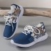 Women's Ethnic Tribal Knit Graphic Print Navy Blue Lightweight Breathable and Soft Lace-Up Flyknit Sneakers