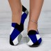 Women's Flats Slip-Ons Loafers Print Shoes Plus Size Flyknit Shoes Daily Geometric Color Block Flat Heel Fashion Casual Comfort Tissage Volant Red Royal Blue Blue