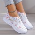 Women's Sneakers Flats Slip-Ons Plus Size Flyknit Shoes Outdoor Daily Solid Color Summer Rhinestone Flat Heel Round Toe Casual Comfort Minimalism Walking Tissage Volant Loafer White & Red White Yellow