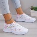 Women's Sneakers Flats Slip-Ons Plus Size Flyknit Shoes Outdoor Daily Solid Color Summer Rhinestone Flat Heel Round Toe Casual Comfort Minimalism Walking Tissage Volant Loafer White & Red White Yellow