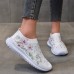 Women's Sneakers Flats Slip-Ons Plus Size Flyknit Shoes Outdoor Daily Solid Color Summer Rhinestone Flat Heel Round Toe Casual Comfort Minimalism Walking Tissage Volant Loafer White & Red White Yellow