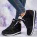 Women's Sneakers Boots Snow Boots Plus Size Comfort Shoes Outdoor Work Daily Solid Color Winter Flat Heel Round Toe Fashion Sporty Classic Running Walking Faux Suede Lace-up Black Blue Light Grey