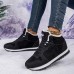 Women's Sneakers Boots Snow Boots Plus Size Comfort Shoes Outdoor Work Daily Solid Color Winter Flat Heel Round Toe Fashion Sporty Classic Running Walking Faux Suede Lace-up Black Blue Light Grey