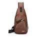 Men's Sling Shoulder Bag Chest Bag PU Leather Outdoor Daily Zipper Waterproof Solid Color Dark Brown Black Brown