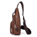 Men's Sling Shoulder Bag Chest Bag PU Leather Outdoor Daily Zipper Waterproof Solid Color Dark Brown Black Brown