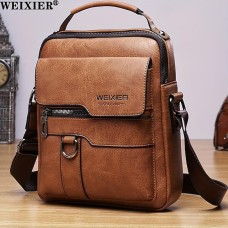 WEIXIER Crossbody Bag Men's Shoulder Bag Vintage Leather Vertical Hand Business Men's Casual Leather Bag Satchel Bag For Men