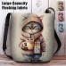 Women's Crossbody Bag Shoulder Bag Fluffy Bag Polyester Shopping Daily Holiday Print Large Capacity Lightweight Durable Cat Pink Blue Khaki