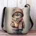 Women's Crossbody Bag Shoulder Bag Fluffy Bag Polyester Shopping Daily Holiday Print Large Capacity Lightweight Durable Cat Pink Blue Khaki