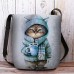 Women's Crossbody Bag Shoulder Bag Fluffy Bag Polyester Shopping Daily Holiday Print Large Capacity Lightweight Durable Cat Pink Blue Khaki