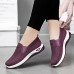 Women's Sneakers Comfort Shoes Outdoor Solid Color Summer Flat Heel Round Toe Fashion Sporty Casual Walking Tissage Volant Elastic Band Wine Black Dark Purple