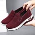 Women's Sneakers Comfort Shoes Outdoor Solid Color Summer Flat Heel Round Toe Fashion Sporty Casual Walking Tissage Volant Elastic Band Wine Black Dark Purple