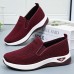 Women's Sneakers Comfort Shoes Outdoor Solid Color Summer Flat Heel Round Toe Fashion Sporty Casual Walking Tissage Volant Elastic Band Wine Black Dark Purple