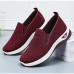 Women's Sneakers Comfort Shoes Outdoor Solid Color Summer Flat Heel Round Toe Fashion Sporty Casual Walking Tissage Volant Elastic Band Wine Black Dark Purple