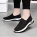 Women's Sneakers Comfort Shoes Outdoor Solid Color Summer Flat Heel Round Toe Fashion Sporty Casual Walking Tissage Volant Elastic Band Wine Black Dark Purple