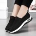 Women's Sneakers Comfort Shoes Outdoor Solid Color Summer Flat Heel Round Toe Fashion Sporty Casual Walking Tissage Volant Elastic Band Wine Black Dark Purple