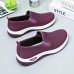 Women's Sneakers Comfort Shoes Outdoor Solid Color Summer Flat Heel Round Toe Fashion Sporty Casual Walking Tissage Volant Elastic Band Wine Black Dark Purple