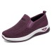 Women's Sneakers Comfort Shoes Outdoor Solid Color Summer Flat Heel Round Toe Fashion Sporty Casual Walking Tissage Volant Elastic Band Wine Black Dark Purple