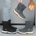 Women's Sneakers Boots Snow Boots Winter Boots Outdoor Daily Solid Color Fleece Lined Mid Calf Boots Winter Hidden Heel Round Toe Basic Plush Casual Faux Leather Loafer Black Gray