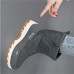 Women's Sneakers Boots Snow Boots Winter Boots Outdoor Daily Solid Color Fleece Lined Mid Calf Boots Winter Hidden Heel Round Toe Basic Plush Casual Faux Leather Loafer Black Gray