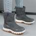 Women's Sneakers Boots Snow Boots Winter Boots Outdoor Daily Solid Color Fleece Lined Mid Calf Boots Winter Hidden Heel Round Toe Basic Plush Casual Faux Leather Loafer Black Gray