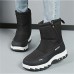 Women's Sneakers Boots Snow Boots Winter Boots Outdoor Daily Solid Color Fleece Lined Mid Calf Boots Winter Hidden Heel Round Toe Basic Plush Casual Faux Leather Loafer Black Gray