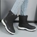 Women's Sneakers Boots Snow Boots Winter Boots Outdoor Daily Solid Color Fleece Lined Mid Calf Boots Winter Hidden Heel Round Toe Basic Plush Casual Faux Leather Loafer Black Gray