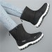 Women's Sneakers Boots Snow Boots Winter Boots Outdoor Daily Solid Color Fleece Lined Mid Calf Boots Winter Hidden Heel Round Toe Basic Plush Casual Faux Leather Loafer Black Gray