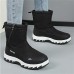 Women's Sneakers Boots Snow Boots Winter Boots Outdoor Daily Solid Color Fleece Lined Mid Calf Boots Winter Hidden Heel Round Toe Basic Plush Casual Faux Leather Loafer Black Gray