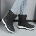 Women's Sneakers Boots Snow Boots Winter Boots Outdoor Daily Solid Color Fleece Lined Mid Calf Boots Winter Hidden Heel Round Toe Basic Plush Casual Faux Leather Loafer Black Gray