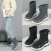 Women's Sneakers Boots Snow Boots Winter Boots Outdoor Daily Solid Color Fleece Lined Mid Calf Boots Winter Hidden Heel Round Toe Basic Plush Casual Faux Leather Loafer Black Gray