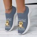 Women's Sneakers Slip-Ons Print Shoes Animal Print Plus Size Outdoor Daily Bird Slogan Flat Heel Fashion Casual Tissage Volant Pink Blue Gray