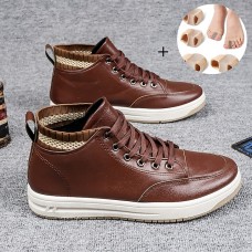 Men's Sneakers Sweater Boots Fur Lined Walking Casual Daily PU Warm Loafer Black Brown Fall Winter and Toe Separators