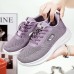 Women's Sneakers Plus Size Flyknit Shoes Platform Sneakers Outdoor Work Daily Flat Heel Round Toe Vacation Fashion Casual Running Hiking Tissage Volant Lace-up Black Pink Purple