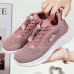 Women's Sneakers Plus Size Flyknit Shoes Platform Sneakers Outdoor Work Daily Flat Heel Round Toe Vacation Fashion Casual Running Hiking Tissage Volant Lace-up Black Pink Purple