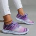 Women's Sneakers Animal Print Plus Size Flyknit Shoes Outdoor Color Block 3D Summer Winter Flat Heel Round Toe Closed Toe Fashion Sporty Casual Running Tissage Volant Lace-up Colorful Purple Orange