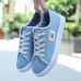 Women's Sneakers Canvas Shoes White Shoes Outdoor Office Work Solid Colored Summer Flat Heel Round Toe Classic Casual Preppy Walking Canvas Lace-up Black White Blue