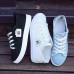 Women's Sneakers Canvas Shoes White Shoes Outdoor Office Work Solid Colored Summer Flat Heel Round Toe Classic Casual Preppy Walking Canvas Lace-up Black White Blue